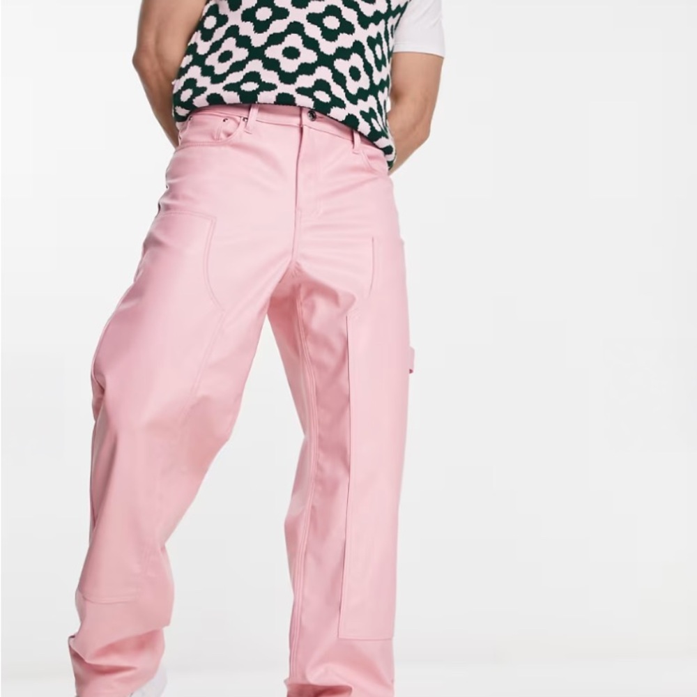 Like New! ASOS Design Pink Faux-Leather Pants - Size 34